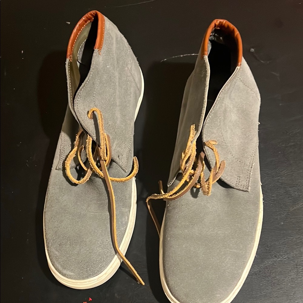 Gray Suede Chukka Boots with Tan Laces